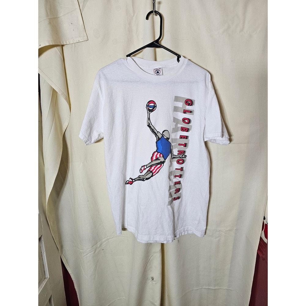 Harlem Globetrotters T Shirt Retro 90s Delta Pro Weight White Graphic Tee Large